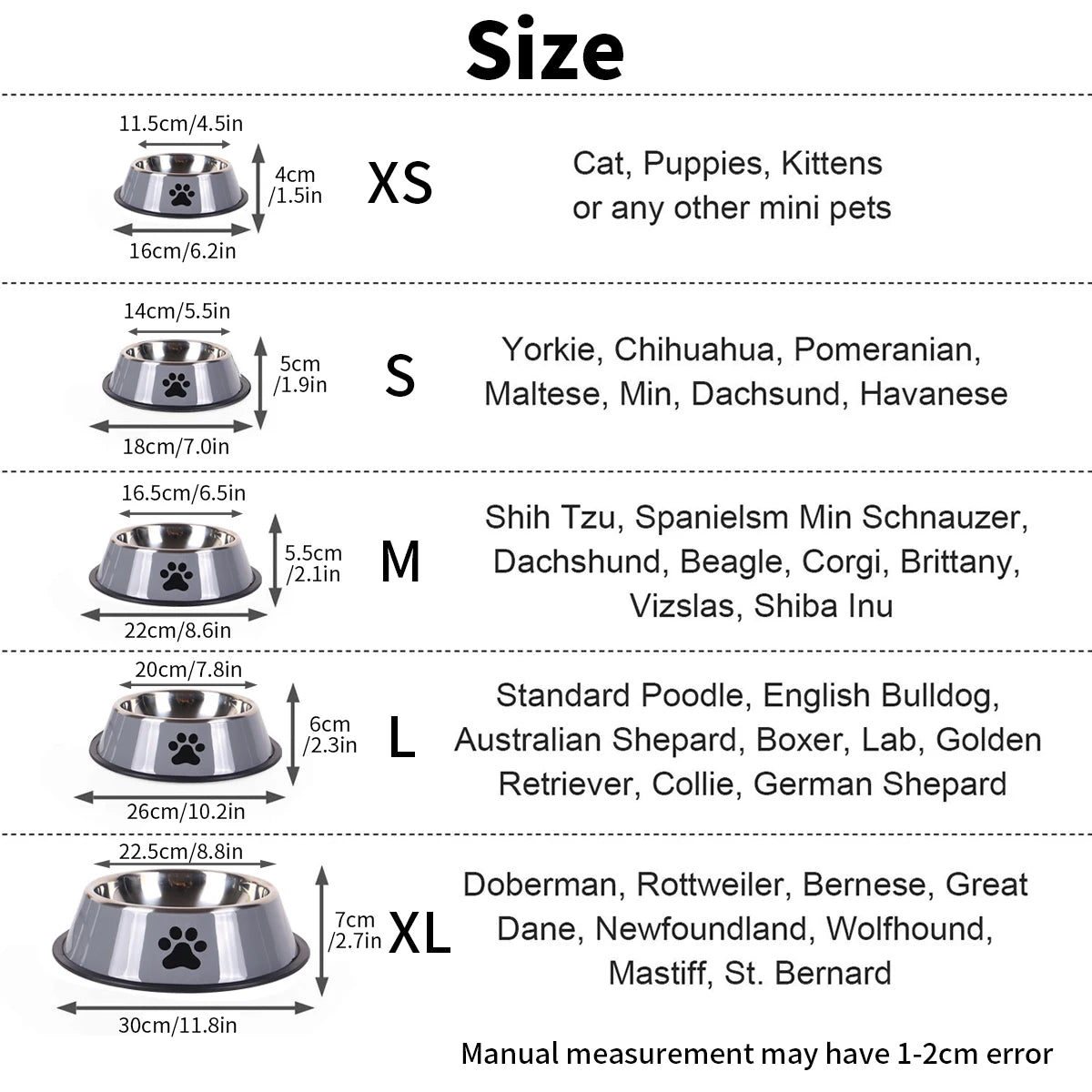 1PC Stainless Steel Pet Bowl / Anti Slip