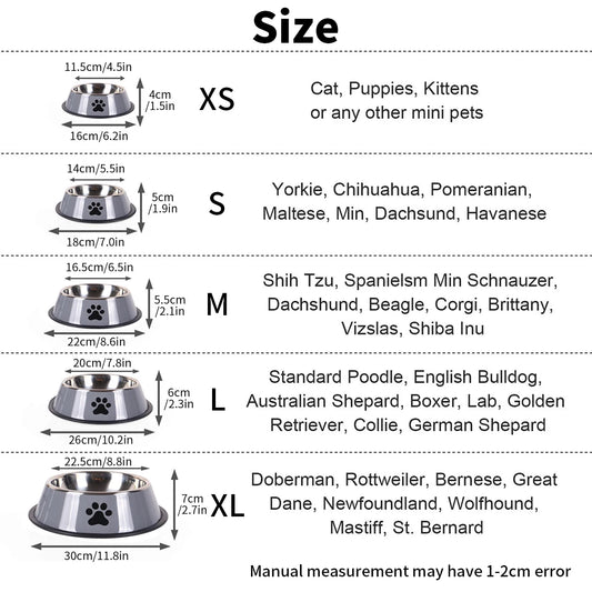1PC Stainless Steel Pet Bowl / Anti Slip