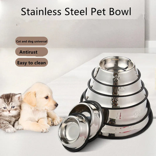 1PC Stainless Steel Pet Bowl Anti Slip